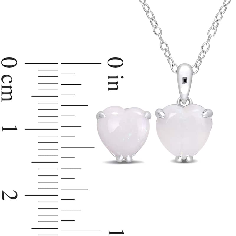 Miadora 3 5/8ct TGW Heart-Shape Opal 2-Piece Set of Necklace and Earrings Sterling Silver