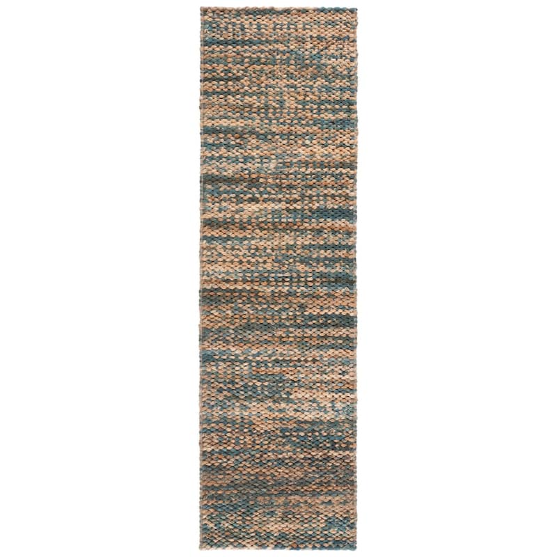 SAFAVIEH Handmade Natural Fiber Couture Francette Jute Rug - 2'3" x 8' Runner - Natural/Blue