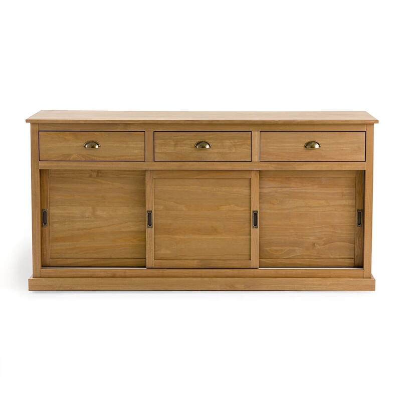 Lunja Solid Pine Triple Cabinets Sideboard - N/A