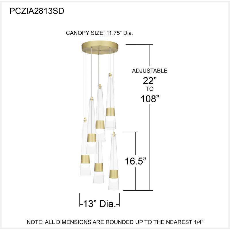 Zia Integrated LED Satin Gold Contemporary/Modern Pendant