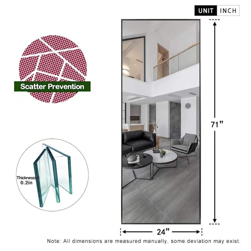 Modern Aluminum Alloy Thin Framed Full Length Floor Mirror