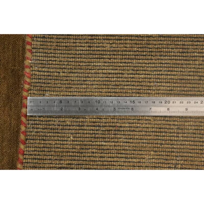 Hand Knotted Oriental 100% Wool Carpet Tribal Animal Pictorial Yellow & Gold Gabbeh Area Rug - 9' 10'' X 10' 0''