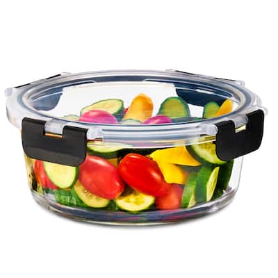 Sorbus Round Airtight, Leak-proof Glass Food Prep and Storage Container with Lid (Single) - "L x 7"W x 3"H