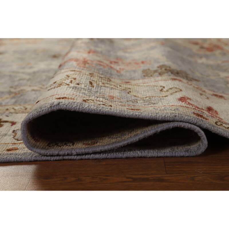 Hand Knotted Oriental 100% Wool Carpet Transitional All-Over Greys & Charcoal Oushak Area Rug - 8' 9'' X 5' 9''