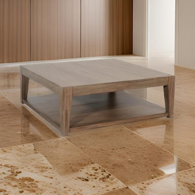 Yael Coffee Table with Caster Wheels, 48 Inch Light Brown Mahogany