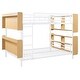 preview thumbnail 7 of 14, Full Over Full Size Metal Convertible Bunk Bed Frame w/ Unique Storage Headboard & Shelves, White Detachable Iron Bed for Teens