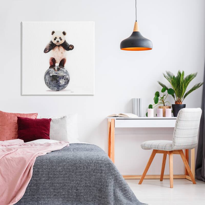 Stupell Panda Balancing on Disco Ball Canvas Wall Art Design By Amanda Greenwood