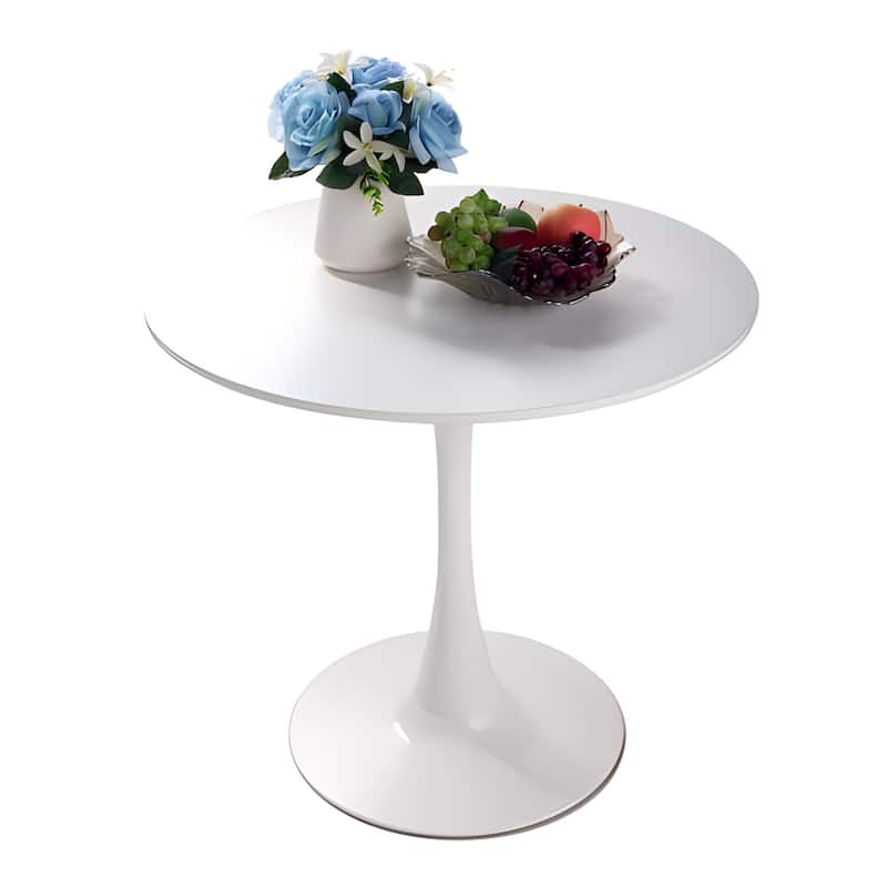 31.5" White Round Dining Table, Tulip Table Kitchen Dining Table 2-4 People with Mid-Century End Table Leisure Coffee Table