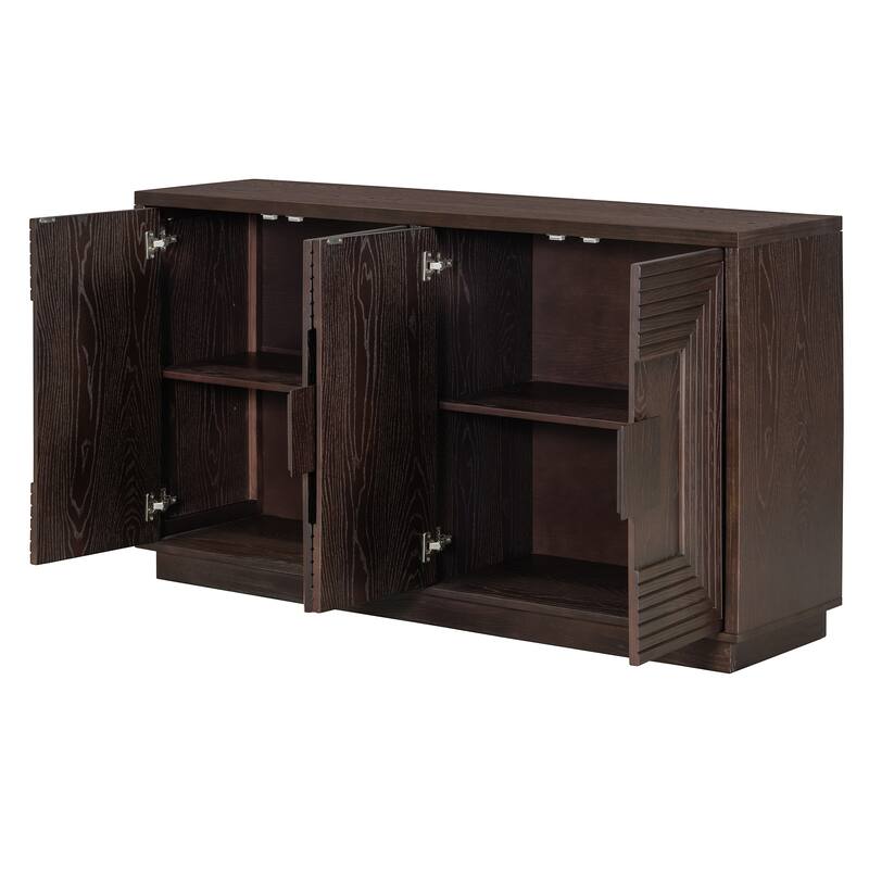 Carved Buffet Storage Cabinet Sideboard with Adjustable Shelve, Vintage TV Cabinet Entryway Floor Cabinet Cupboard Console Table