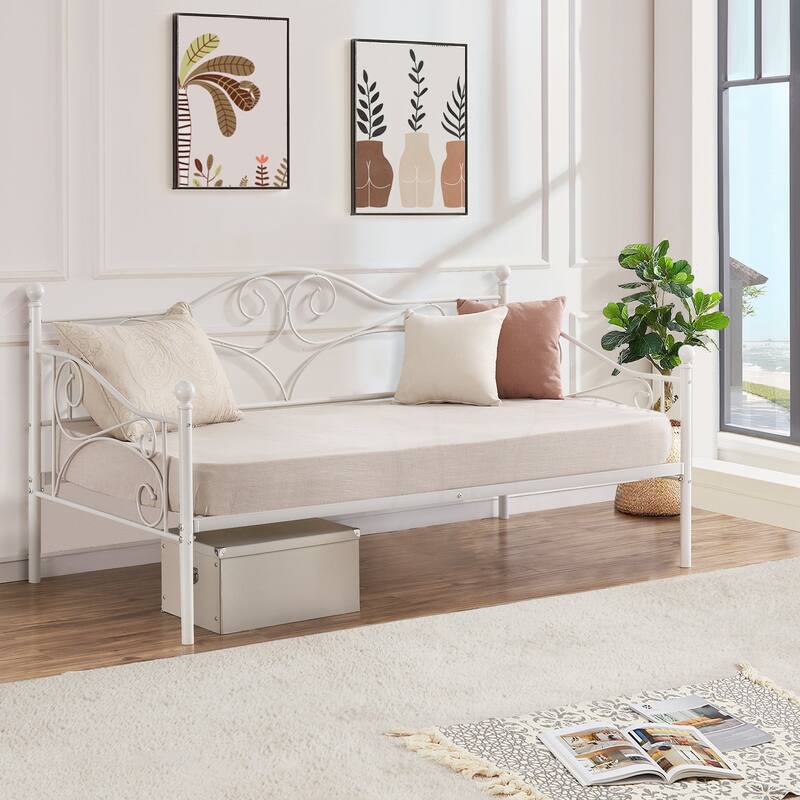Javlergo Twin Metal Daybed Modern Sofa Bed Frame with Headboard No Box Spring Needed