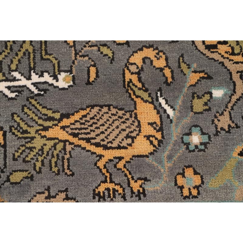 Animal Pictorial Ziegler Accent Rug Hand-Knotted Floral Wool Carpet - 2'11"x 5'0"