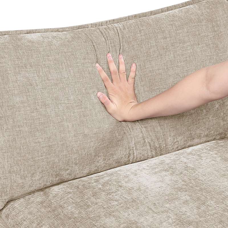 Terra Chenille 6-Piece Modular Sectional Sofa - Wood Finish Feet