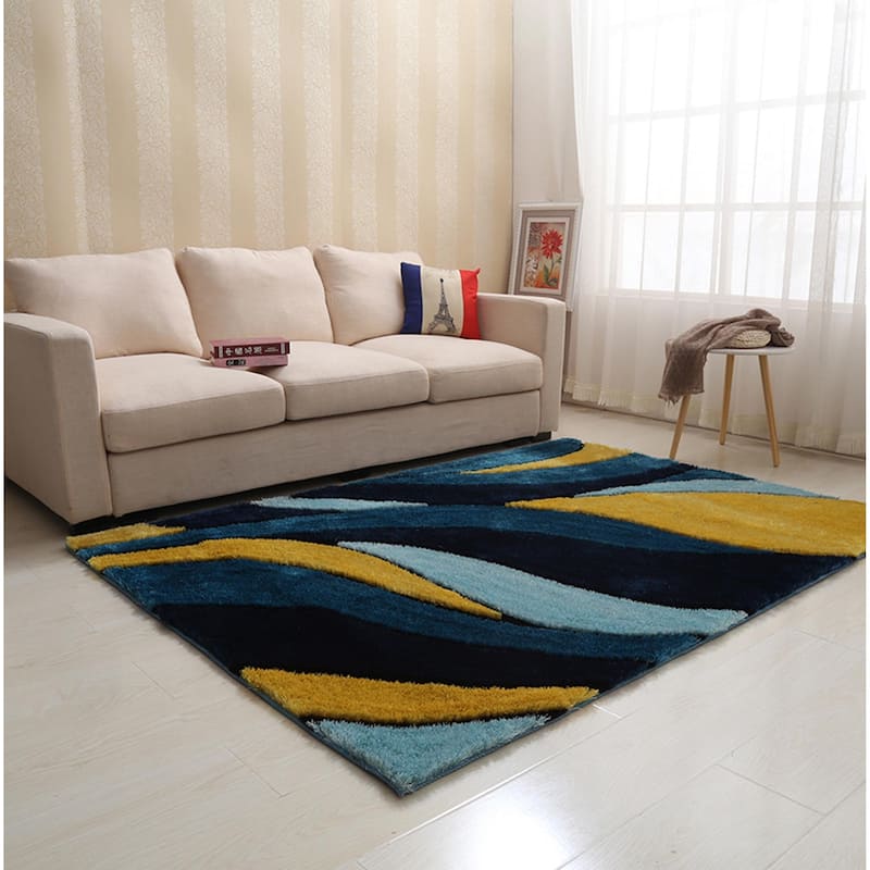 Soft Pile Hand Tufted Shag Indoor Area Rug（24" x 36"） - 2' x 3' Oval - Navy Blue - Rectangle
