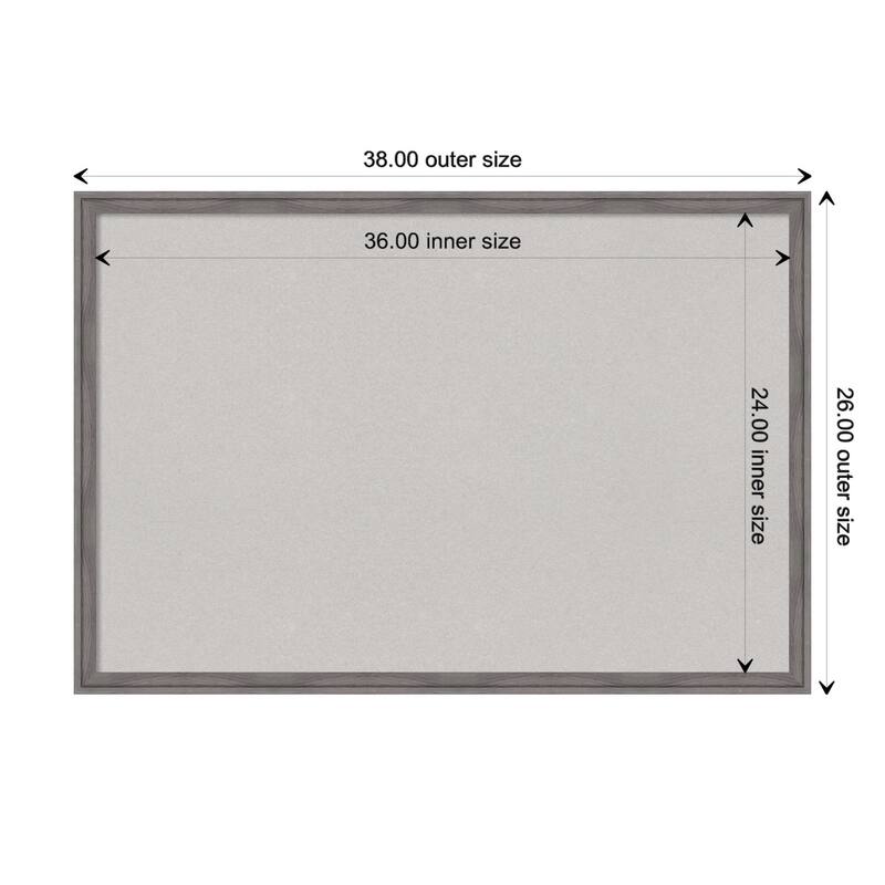 Florence Framed Grey Corkboard Bulletin Board - Florence Grey - Board Size 36x24