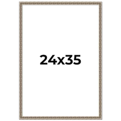 24x35 Frame Silver Versailles Ornate Solid Wood Picture Frame | 1 Inch