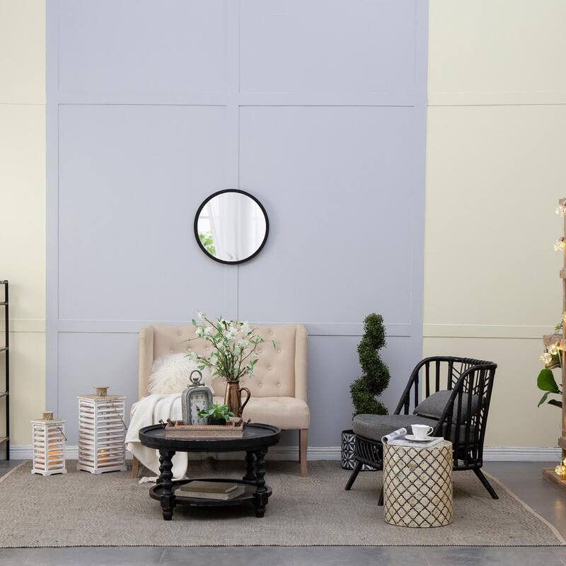 Round wall mirror for living room - 19.7"x19.7" - Black