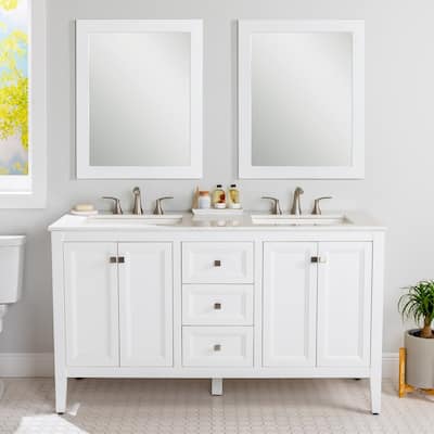 Cartland 61" Double-Sink Bathroom Vanity With 2 Cabinets, 3 Drawers, and Sink Top