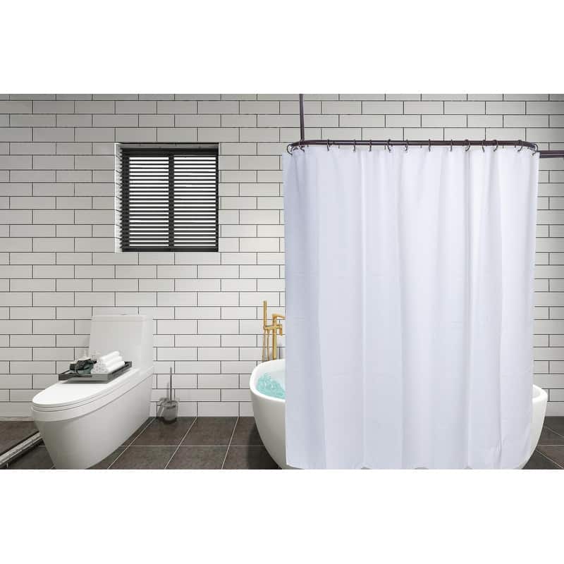 Utopia Alley Rustproof Aluminum Hoop Oval Shower Rod, 54 Inch Extra Large Size by 26 Inch, with White Shower Curtain 180x70 inch