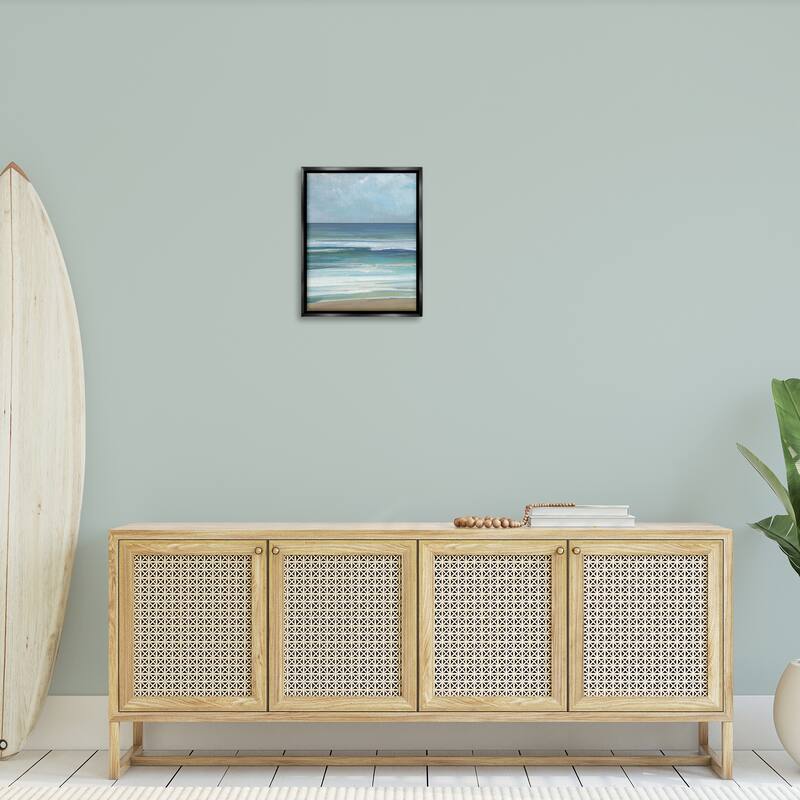 Stupell Calming Beach Wave Visage Framed Floater Canvas Wall Art Design By Sally Swatland