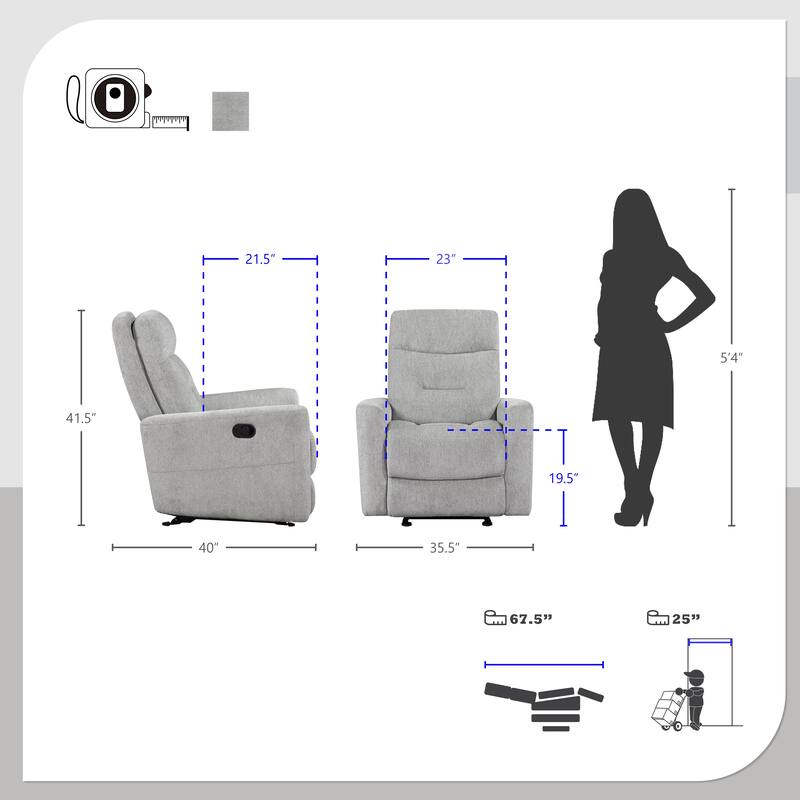 Mandevilla Chenille Manual Glider Reclining Chair