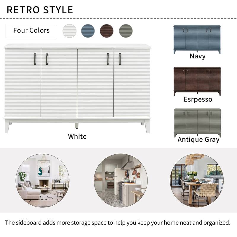 Modern 4-Door Sideboard with Large Storage Buffet with Adjustable Shelves and Metal Handles