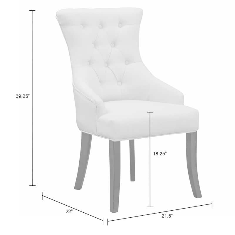 Set of 2 Alei Beige Fabric Dining Chair Wing Chair with Tufted Buttons