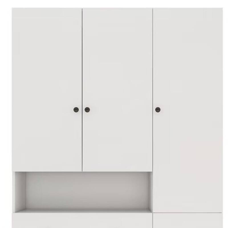 HomeRoots 74" White Four Door Three Drawer Combo Dresser