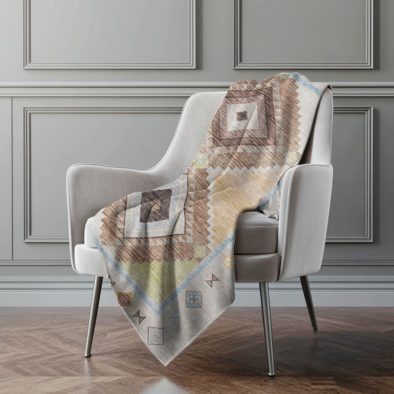 Premium Machine Washable ASB177 Boho Tribal Sherpa Throw Blanket