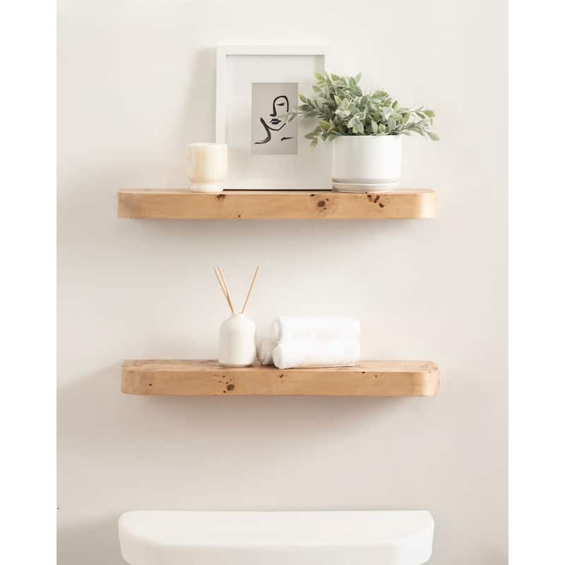 Kate and Laurel Burlock Floating Wall Shelves - 2 Piece 24 Inch