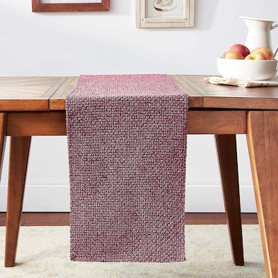 Violet Linen Chenille Basket Weave Pattern Polyester Table Runner