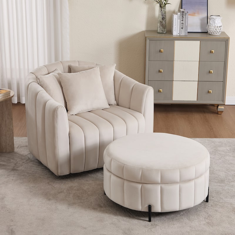 40.4"W Modern Swivel Accent Chair,Swivel Single Sofa Chair with Ottoman
