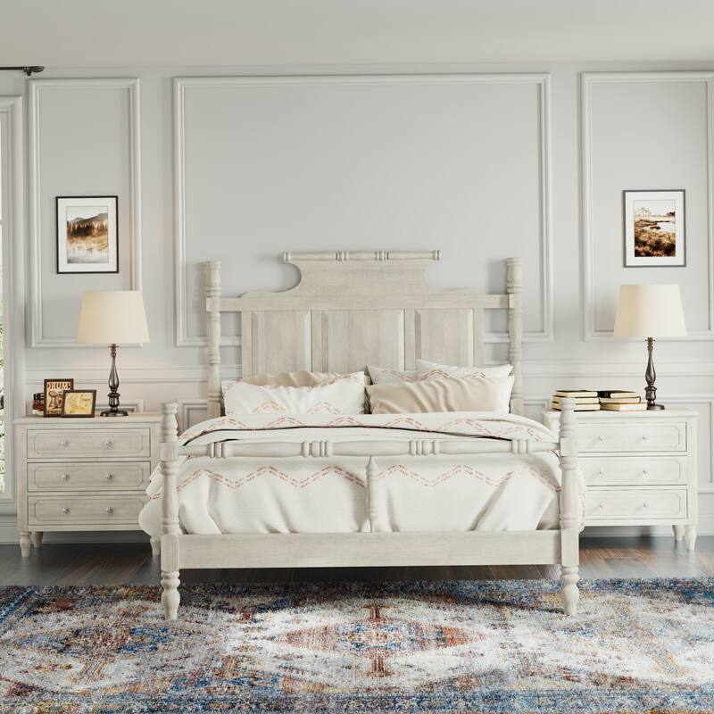 Wood Platform Bed Vintage Four Poster Platform Bed wCrown Headboard