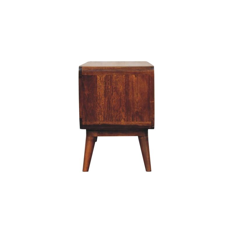 HomeRoots 39" Brown Solid Wood Enclosed and Open Storage TV Stand - 39.40 in. x 19.70 in. x 13.80 in.