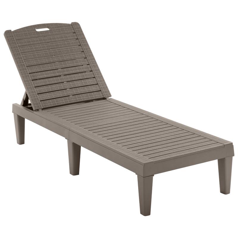 2-Piece Outdoor Chaise Lounges Resin Pool Lounge Chairs Outdoor Chaise Lounge Chair Set with Adjustable Backrest (Set of 2)