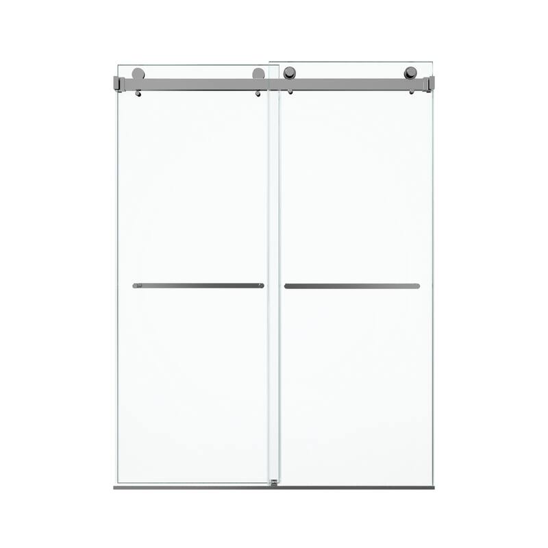 GDFStudio - Modern Minimalist Frameless Double Sliding Shower Door with 3/8" SGCC Tempered Glass & Stainless Steel Hardware