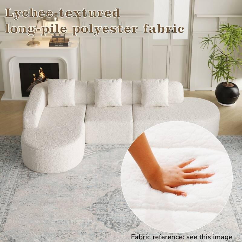 111.8" Modern L-shaped Curved Modular Sofa with Three Pillows