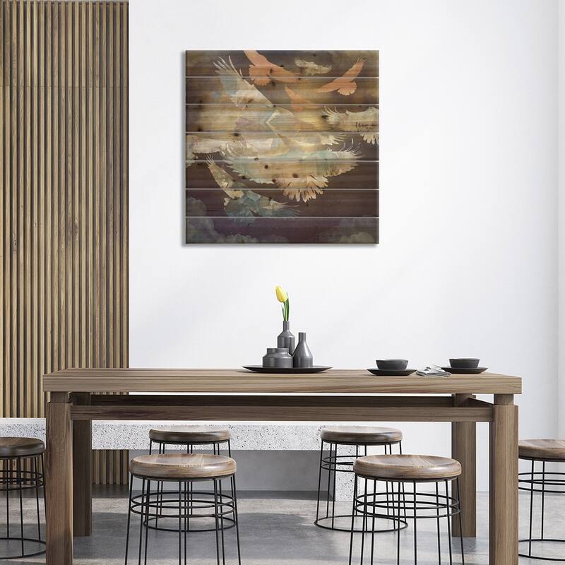 Moonlight Flight Print On Wood by SpaceFrog Designs - Multi-Color