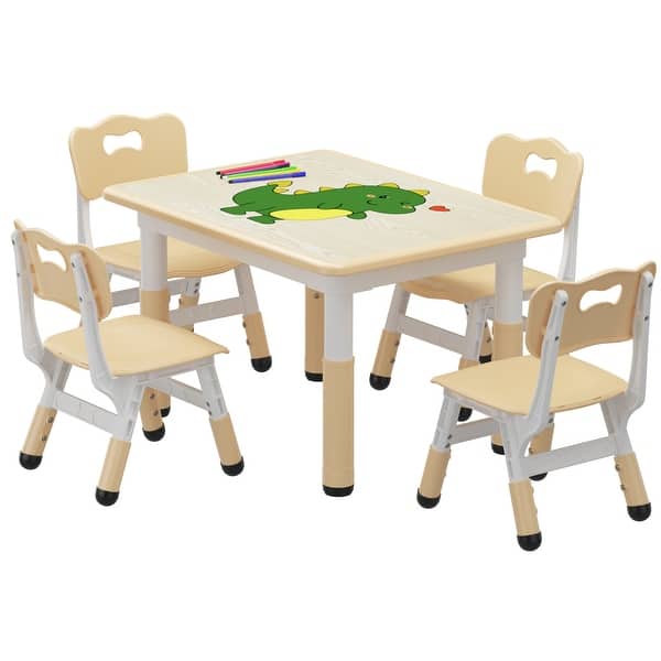 slide 2 of 10, Kids Table and 4 Chair Set for Ages 2-10 Beige