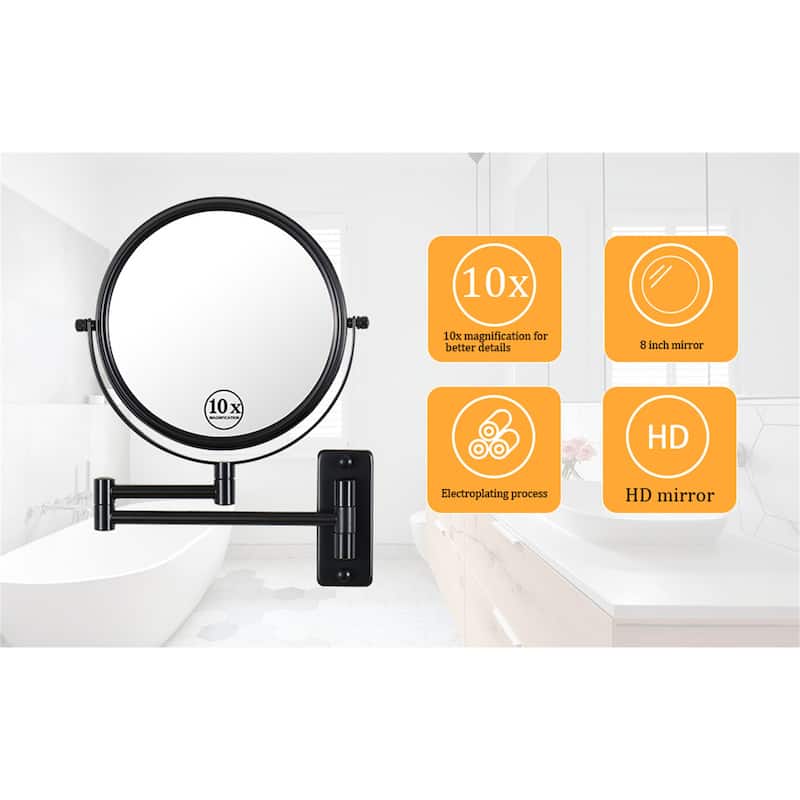 Makeup Mirror 10x Magnification Double-Sided Swivel Mirror Wall Mount