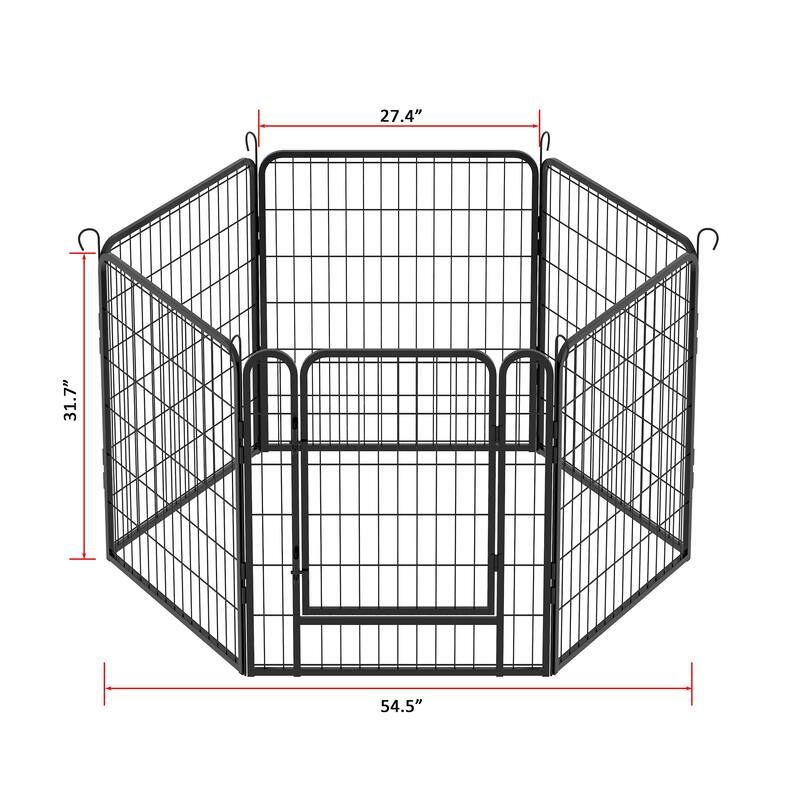 8 Panels Heavy Duty Metal Pet Fence Playpen Kit Indoor/Outdoor Pet Dog Fence Playground Exercise Pen (31.7 in. H x 27.4 W)