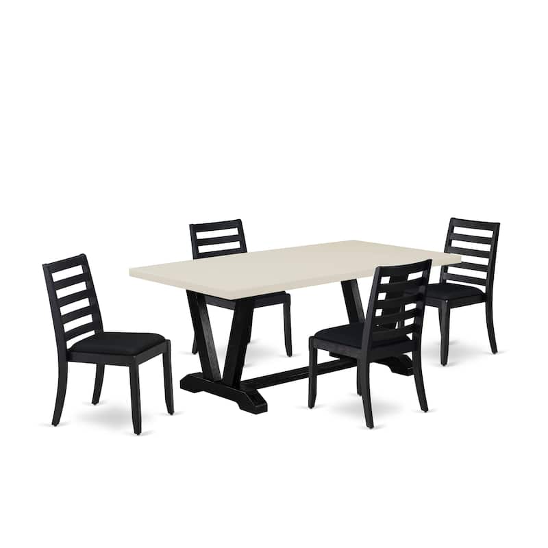 East West Furniture Dining Set- A Rectangular Table and stackable Kitchen Chair, Wire Brushed Black (Pieces & Seat Options)