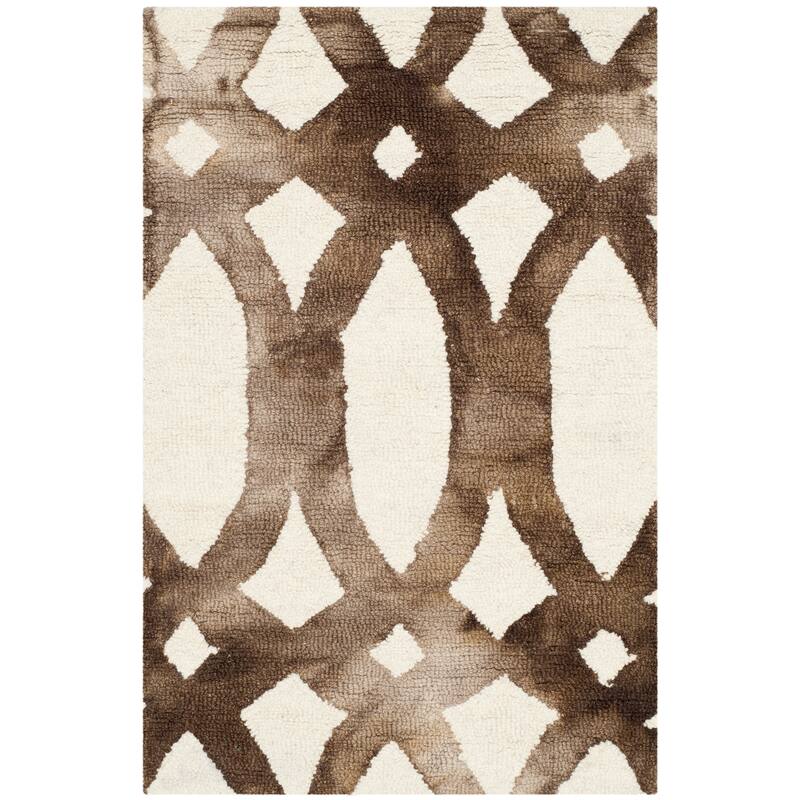 SAFAVIEH Handmade Eligija Wool Geometric Dip Dye Area Rug - 2' x 3' - Ivory/Chocolate