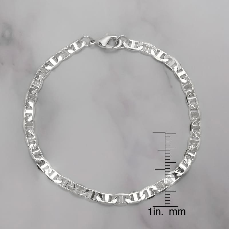 Victoria Townsend Small Fine Silver Plated Flat Anchor Bracelet-7.5"