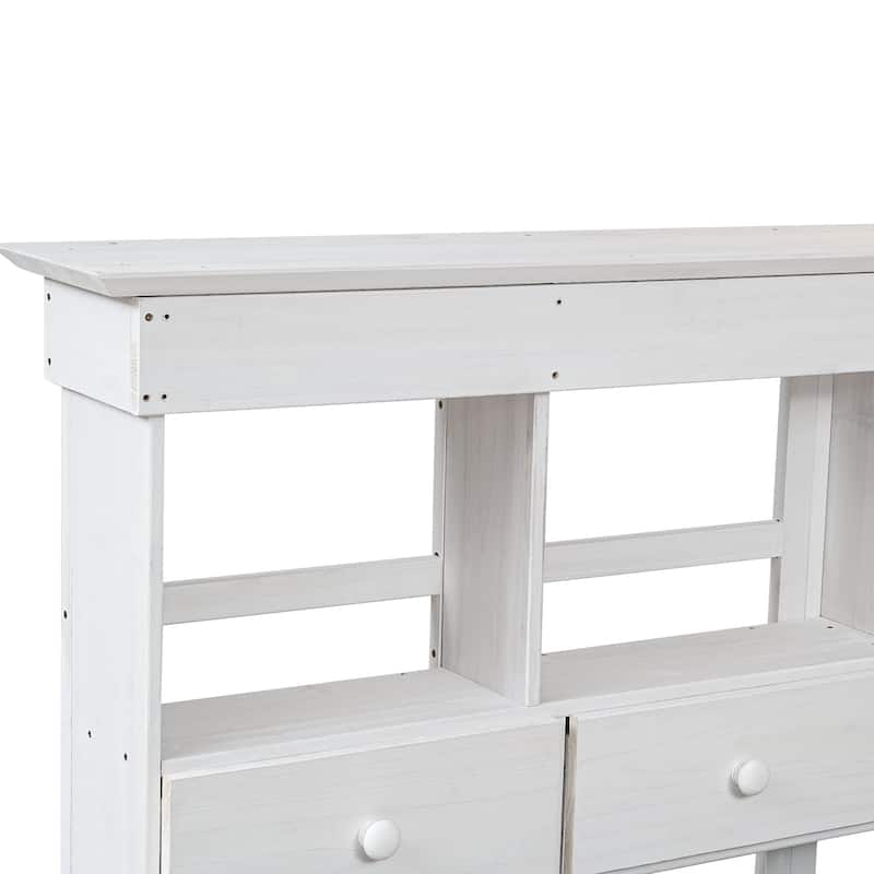 Outdoor Wooden Potting Bench Table with 2 Drawers and Open Shelves