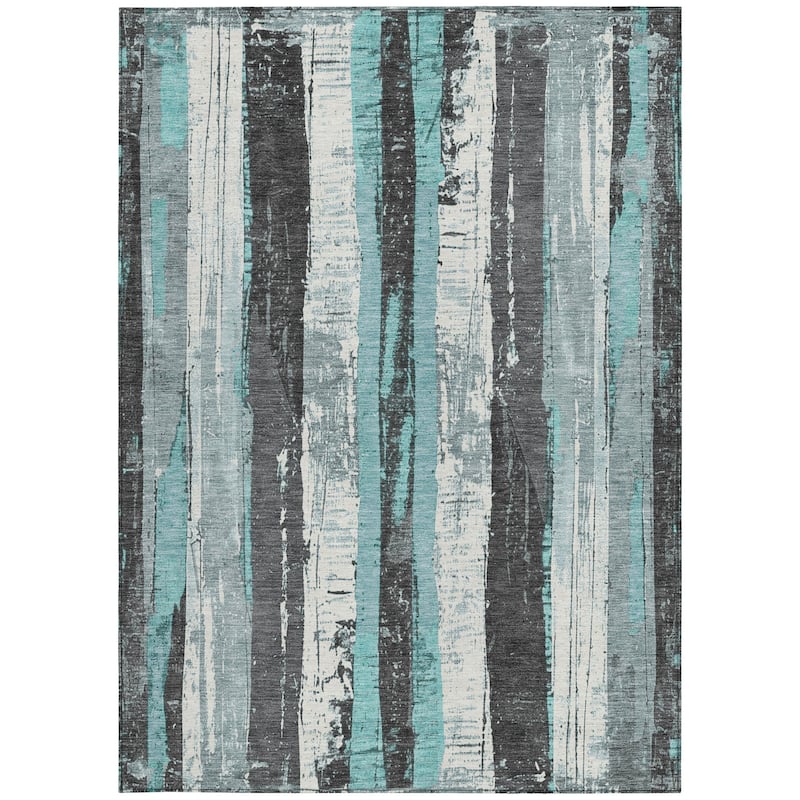HomeRoots Striped Transitional Rectangle Outdoor Rug