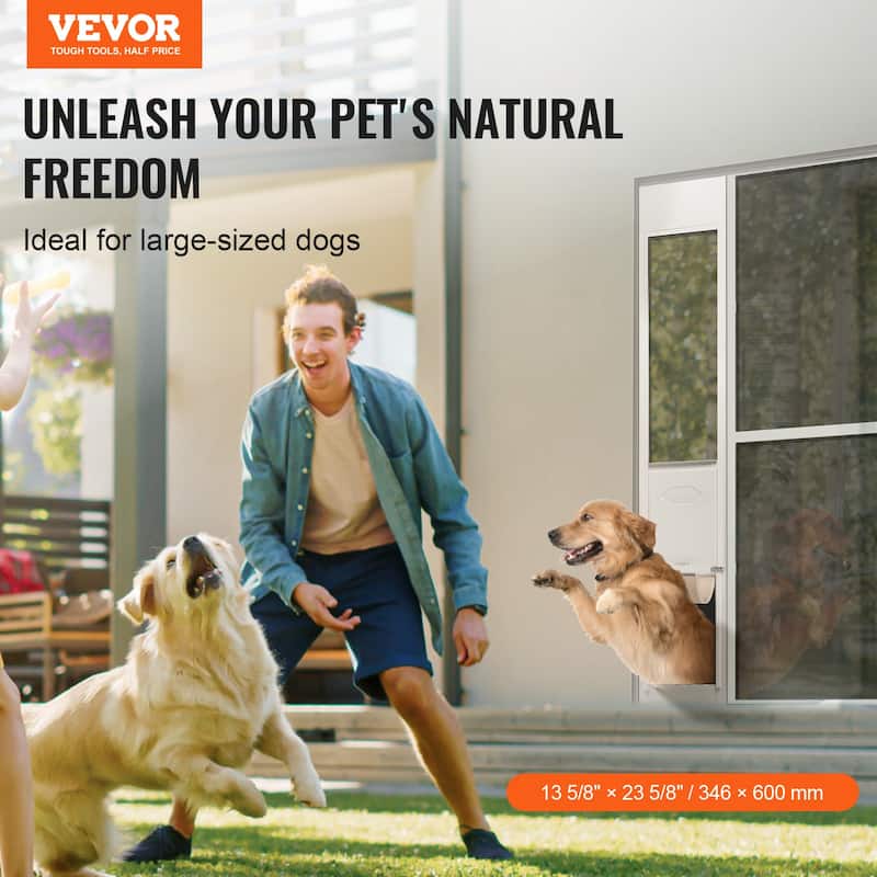 Dog Door for Sliding Glass Door, 75 7/8"-80 11/16" Adjustable Height Doggy Door for Sliding Doors, for Large-Sized Dogs