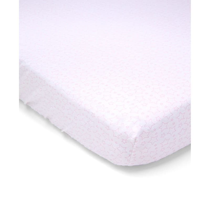 Baby Star Flannel Crib Sheet - N/A - Pink/White