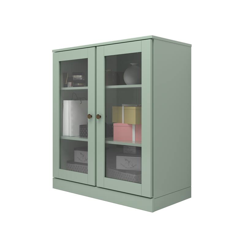 Palace Imports 100% Solid Wood TV Stand with Clear Glass Doors for TVs up to 32"