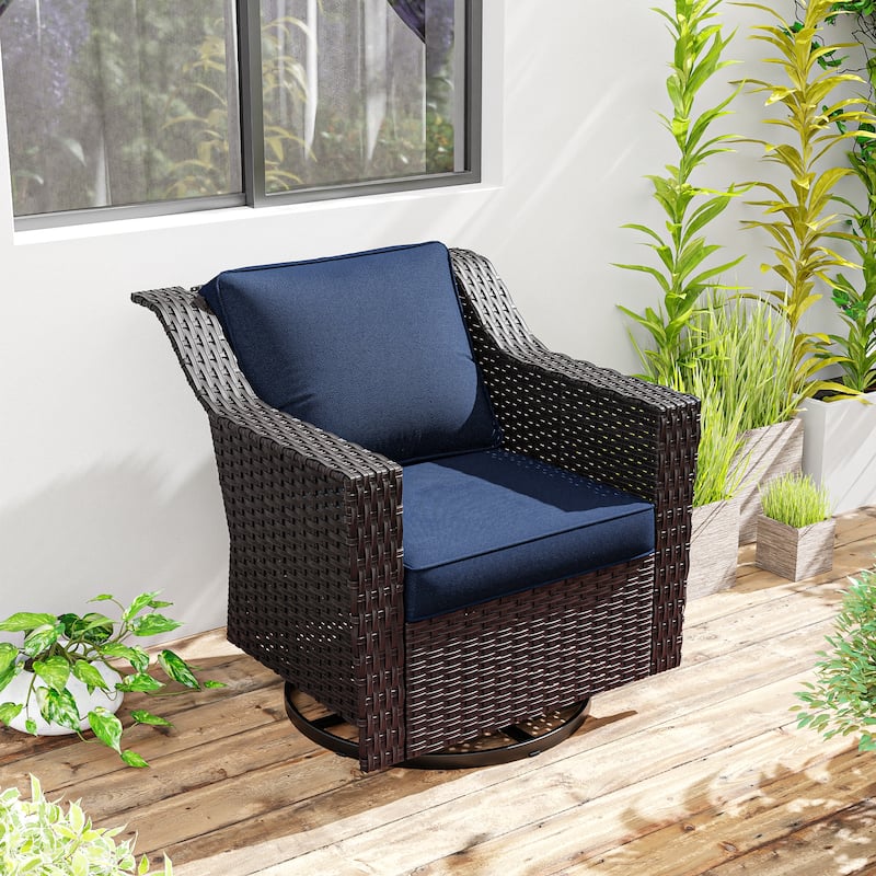 Cozywor Outdoor Patio Swivel Rattan Rocking Wicker Chair - N/A