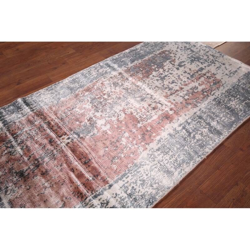 Contemporary Abstract Indian Foyer Rug Handmade Wool Carpet - 2'7"x 4'10"